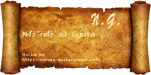 Nánási Gyula névjegykártya